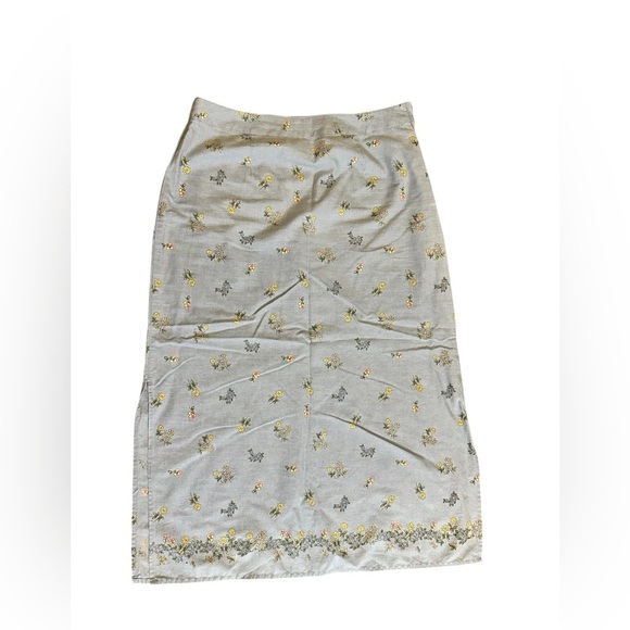 Liz Claiborne Lizwear Jean Skirt Size 10 Chambray Blue Daisy Floral Straight - Picture 1 of 9